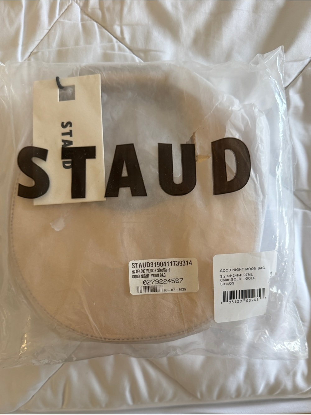 NWT Staud Good Night Moon Bag in Gold - Picture 2 of 8